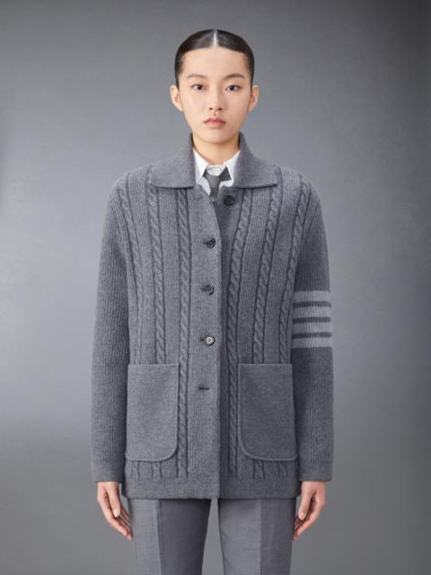 Thom Browne Merino Wool and Cotton 4-Bar Cable Overcoat