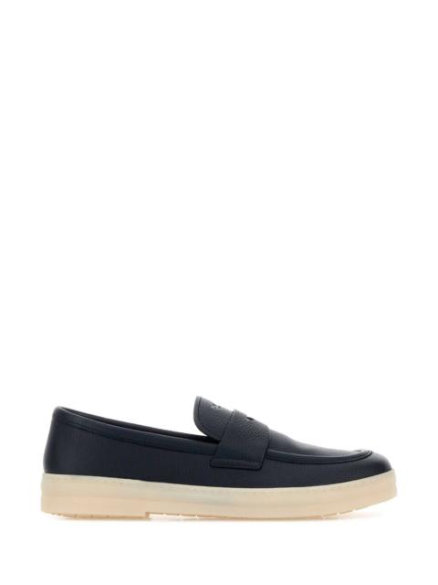 Prada Prada Men Navy Blue Leather Loafers