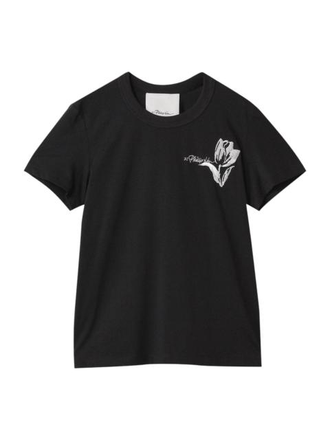 3.1 Phillip Lim Tulip Embroidered Cropped Short Sleeve Tee