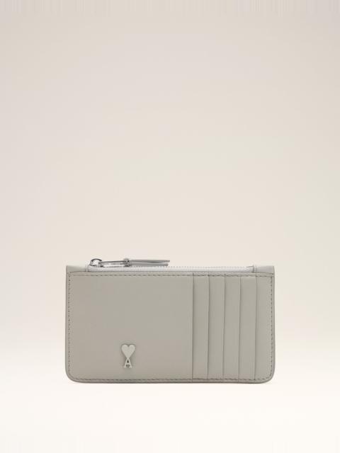 AMI Paris GREY COWHIDE LEATHER AMI DE COEUR ZIPPED CARD HOLDER