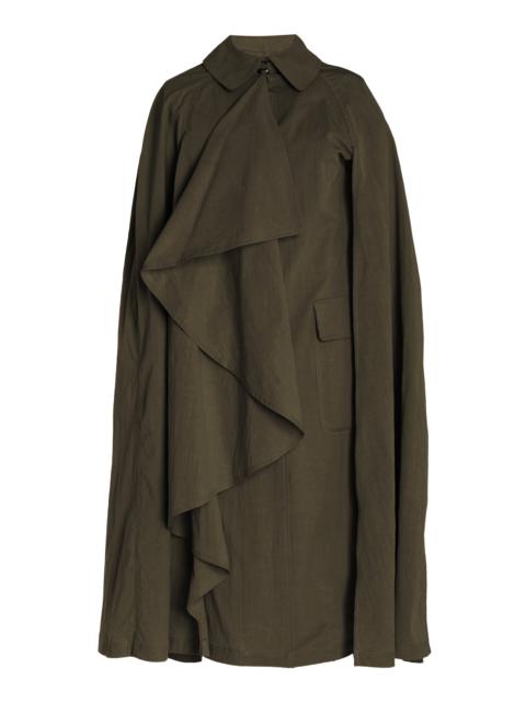 ULLA JOHNSON Cecille Cotton-Blend Cape Coat dark green