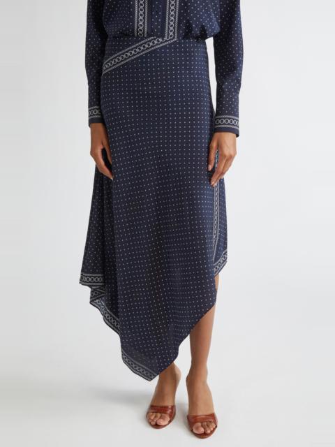 VERONICA BEARD Veronica Beard Hartley Mixed Print Asymmetric Stretch Silk Skirt in Navy Multi at Nordstrom