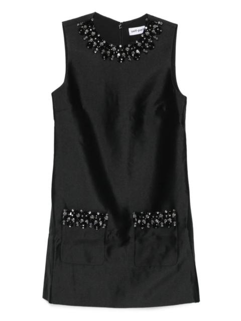 self-portrait Taffeta Embellished Trim Mini Dress