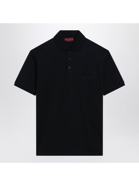 GUCCI Gucci Midnight Blue Stretch Cotton Piqué Polo Shirt Men