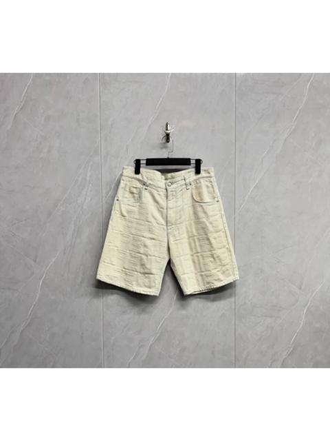FENDI FENDI Distressed Denim Shorts with All-Over Embroidered Logo