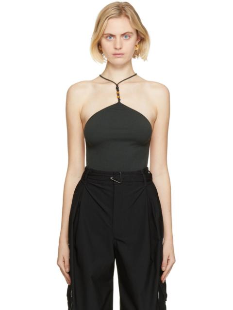 Bottega Veneta Khaki Cashmere Twist Halter Bodysuit