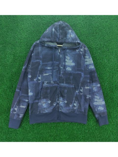Other Designers Designer - Defective Struct Printed Distress Denim Hooded Sweatshirts
