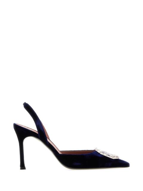 Amina Muaddi Amina Muaddi Women Dark Blue Velvet Camelia Pumps