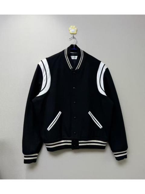 SAINT LAURENT SAINT LAURENT SLP New Black and White Leather Baseball Jacket