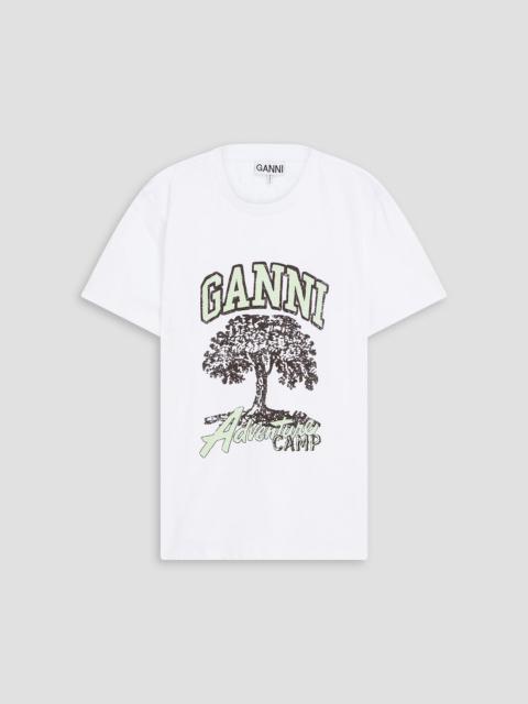 GANNI Printed cotton-jersey T-shirt