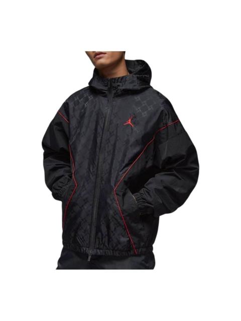 Jordan Air Jordan Brooklyn Hooded Draft Jacket Loose Fit 'Black Gym Red' HV0555-010