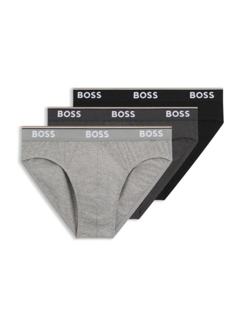 BOSS THREE-PACK OF STRETCH-COTTON BRIEFS WITH LOGO WAISTBANDS