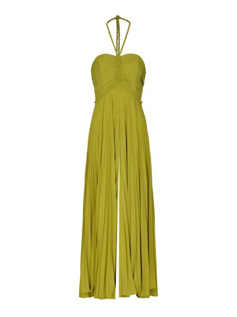 ANDRES OTALORA Manglar Pleated Wide-Leg Jumpsuit lime green