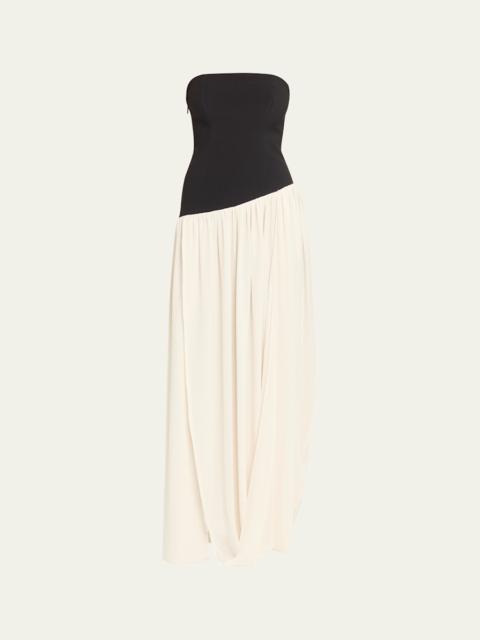 RONNY KOBO Ballad Strapless Two-Tone Mixed Media Maxi Dress