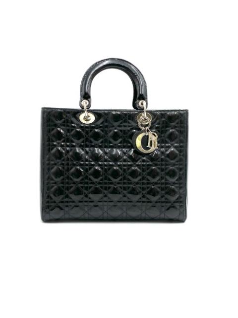 Christian - Christian Dior Black Patent Lady Bag Large