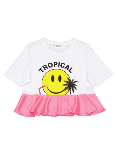 Other Designers Filles A Papa Ladies T-Shirt Multicolor Smile Jersey White, Brand Size 1