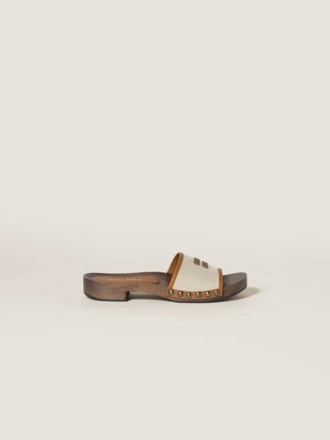 Miu Miu Miu Miu Leather and Canvas Sandals Beige Women