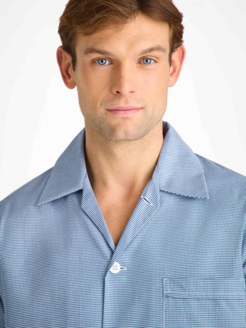 Derek Rose Men's Classic Fit Pajamas Cotton Navy Puppytooth Pattern