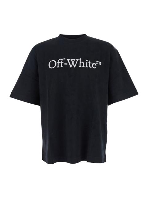 Off-White Off-White Men Black Oversized T-Shirt With Contrasting Logo Lettering Print In Cotton Man