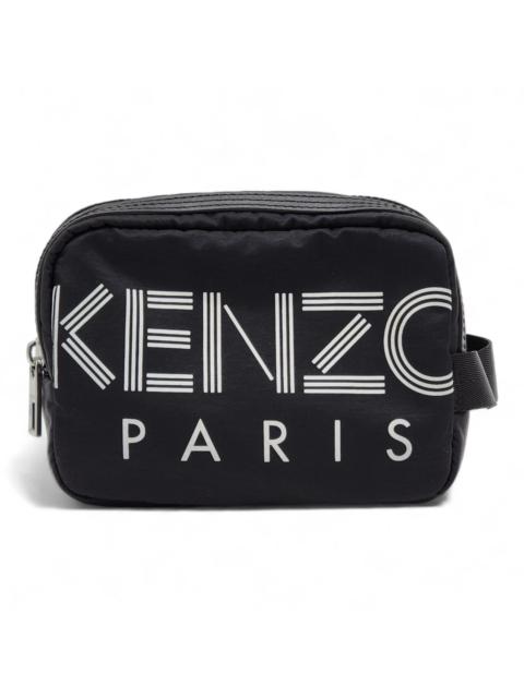 KENZO Kenzo Double Zip Logo Print Nylon Clutch | Black | NEW