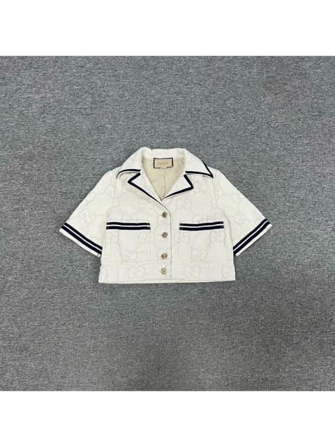 GUCCI Gucci Monogram Print Linen Denim Jacket