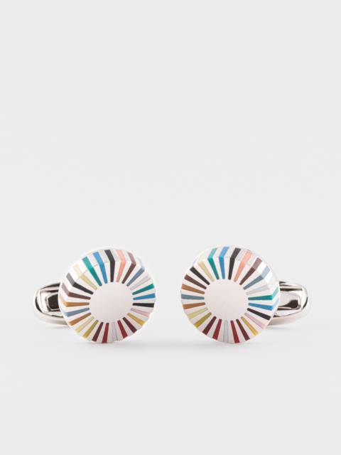 Paul Smith Multi-Coloured Stripe Edge Circular Cufflinks
