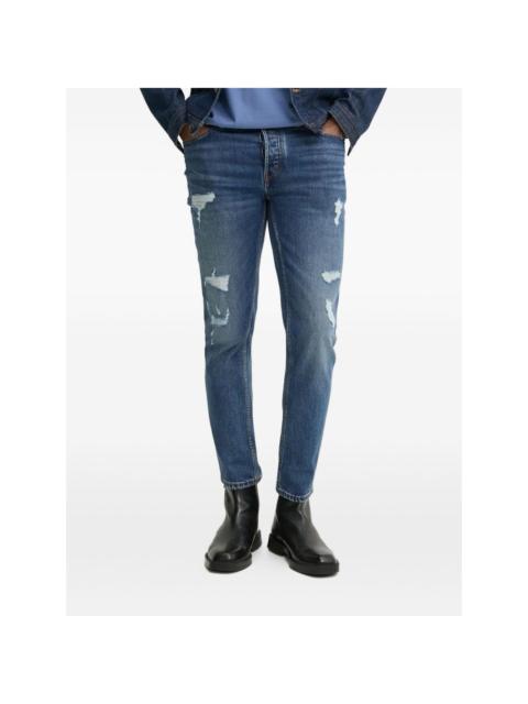 HUGO distressed tapered jeans