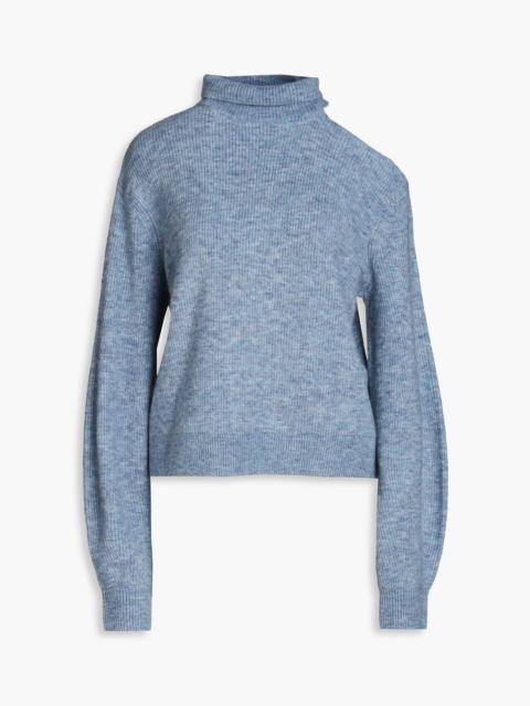 maje Cutout ribbed-knit turtleneck sweater