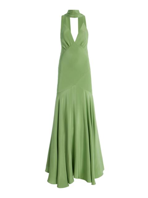 RODARTE Silk Crepe Bias Maxi Dress green