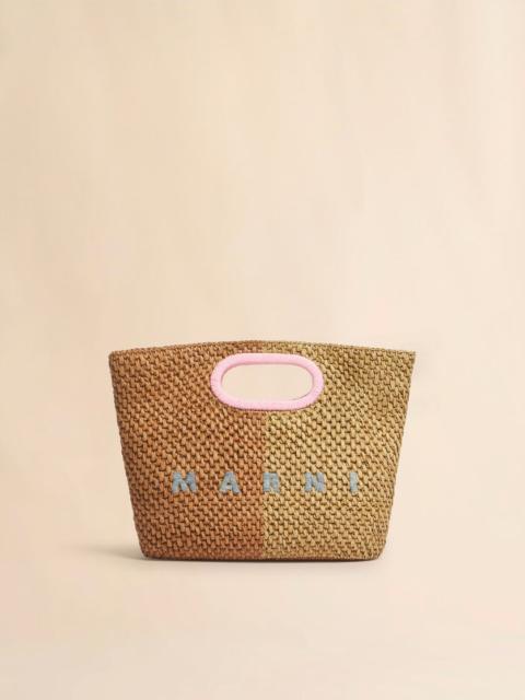 Marni DARK AND LIGHT BROWN PAPER RAFFIA SEASIDE CLUTCH
