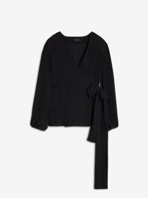 7 For All Mankind Silk Wrap Blouse in Black