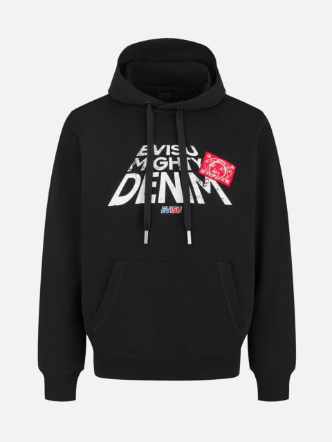 EVISU Slogan Print with Godhead Patch Embroidery Relax Fit Hoodie