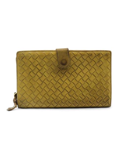 Bottega Veneta Ottone Intrecciato Woven Leather Continental Wallet Yellow