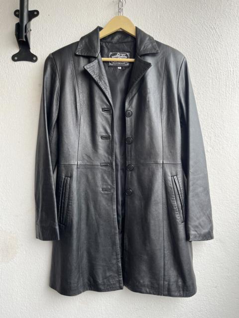Vintage Vera Pelle Long Coat Designer Leather Jacket Italy