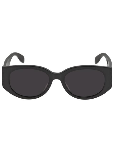 Alexander McQueen Alexander McQueen Grey Oval Ladies Sunglasses AM0330S 002 54