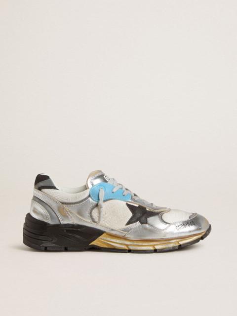 Golden Goose Men's Dad-Star in mesh and silver foiled leather with black leather star