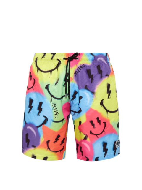 PHILIPP PLEIN smiley face-print swim trunks