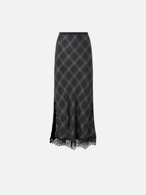 PINKO LONG CHECK SKIRT WITH LACE