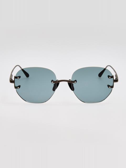 LINDA FARROW Sandor Sunglasses in Matt Nickel