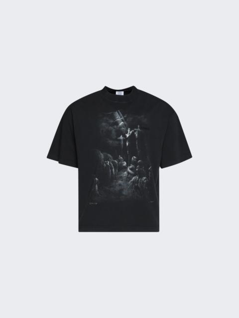 VETEMENTS Jesus On A Cross Distressed Tee Washed Out Black