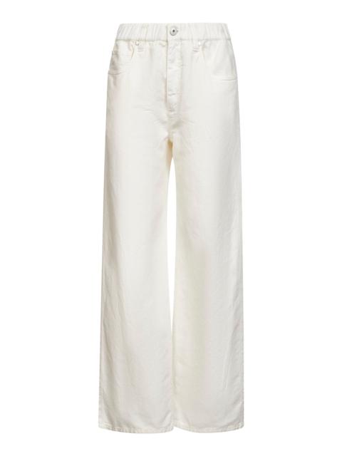 Brunello Cucinelli Brunello Cucinelli Women White Cotton And Linen Cover Contemporary Jeans With Monili