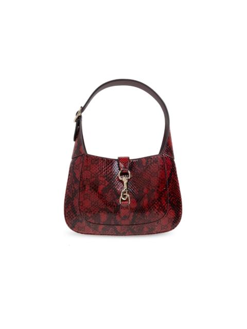 GUCCI GUCCI Jackie 1961 Small Red GG Embossed Leather Shoulder Bag
