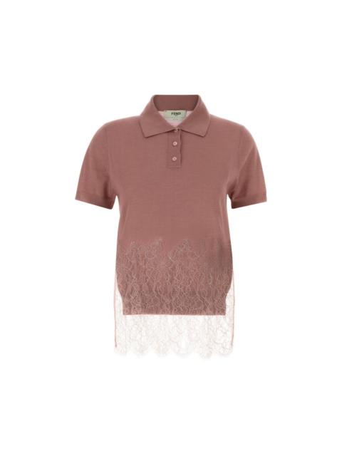 FENDI FENDI Antiqued Pink Cashmere Blend Polo Shirt New & Authenti