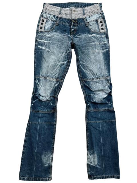 PPFM PPFM Double Waist Spellout Faded Denim Jeans 31x32