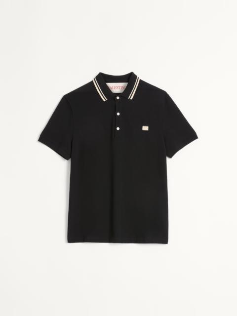 Valentino COTTON PIQUÉ POLO SHIRT WITH VLOGO PATCH