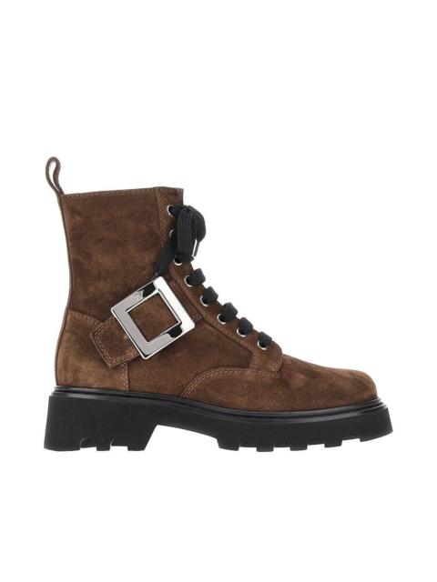Roger Vivier 'VIV'RANGERS' SUEDE LEATHER COMBAT BOOTS