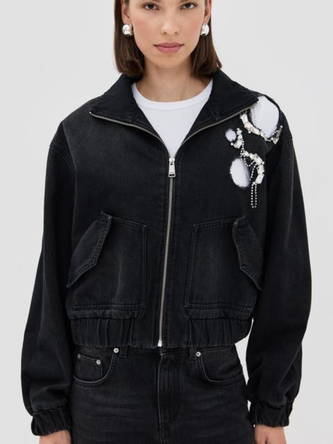 AREA Crystal Chain Cutout Bomber Jacket