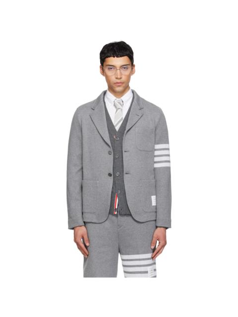 Thom Browne Gray Double Face Knit 4-Bar Sack Blazer