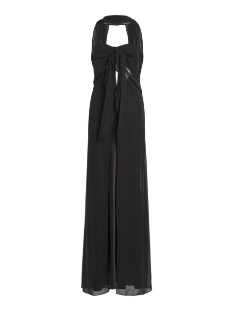 CHRISTOPHER ESBER Tie-Detailed Silk Midi Dress black