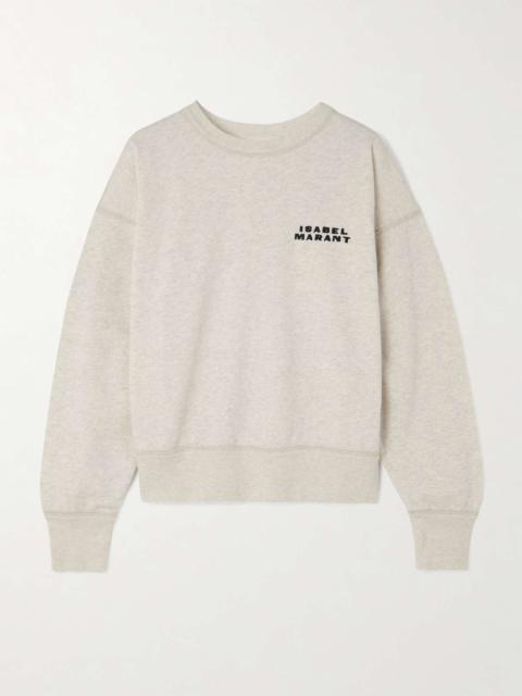 Shad embroidered organic cotton-blend jersey sweatshirt Ecru